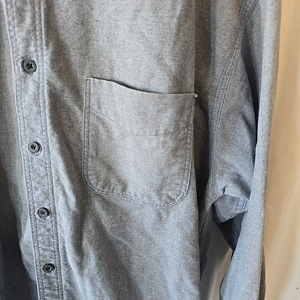 Vintage Woolrich‎ USA Made Men's XL Gray Long Sleeve 100%Cotton Shirt Flannel